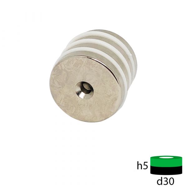Неодимовый магнит 30х5 мм с зенковкой 5.5/10 мм